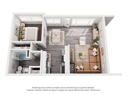 Floor plan for 1 bed, 1 bath, 780 sqft